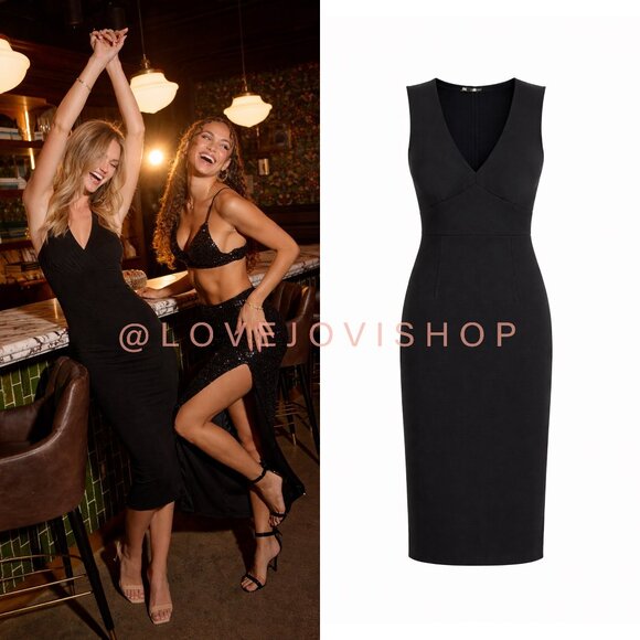 Zara Dresses & Skirts - NYE Glam | NWT! Zara Little Black V Neck Midi Fitted Darting | Ultra Feminine S